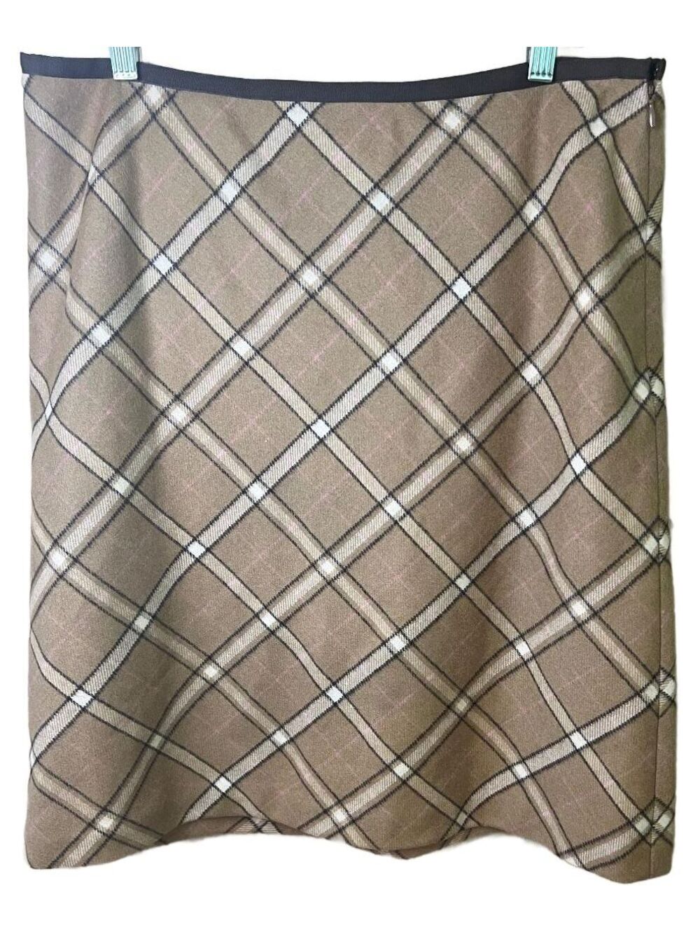Real Clothes Wool Blend Plaid Straight Skirt Size 14 Fully Lined Knee Length NWT